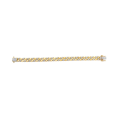 14K Yellow Gold Plated .925 Sterling Silver 3/8 Cttw Diamond Cuban Bracelet (I-J Color, I3 Clarity) - 7.25" by Bids.com