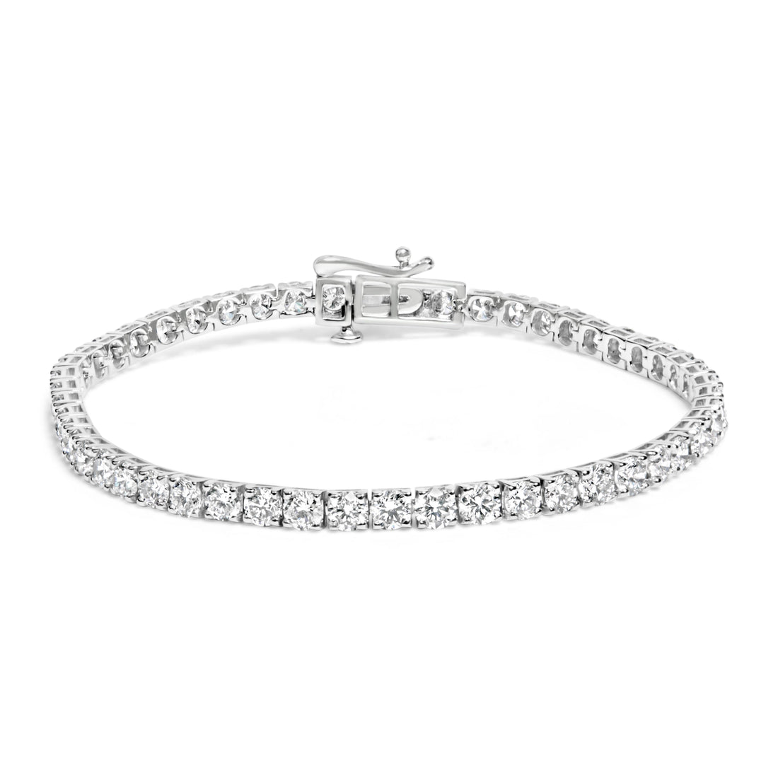 14K White Gold 7.0 cttw 4-Prong Set Lab Grown Diamond 7" Tennis Bracelet by Bids.com