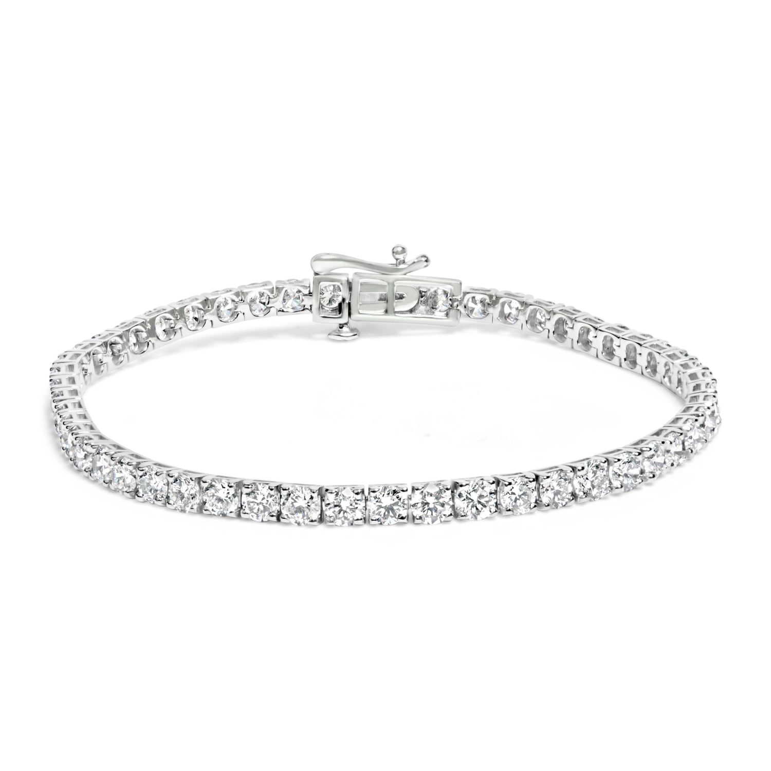 14K White Gold 7.0 cttw 4-Prong Set Lab Grown Diamond 7" Tennis Bracelet by Bids.com