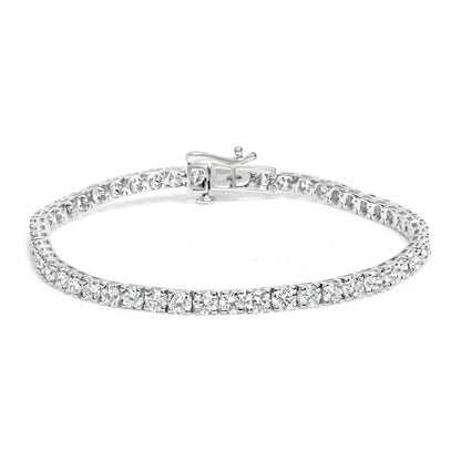 14K White Gold 7.0 cttw 4-Prong Set Lab Grown Diamond 7" Tennis Bracelet by Bids.com