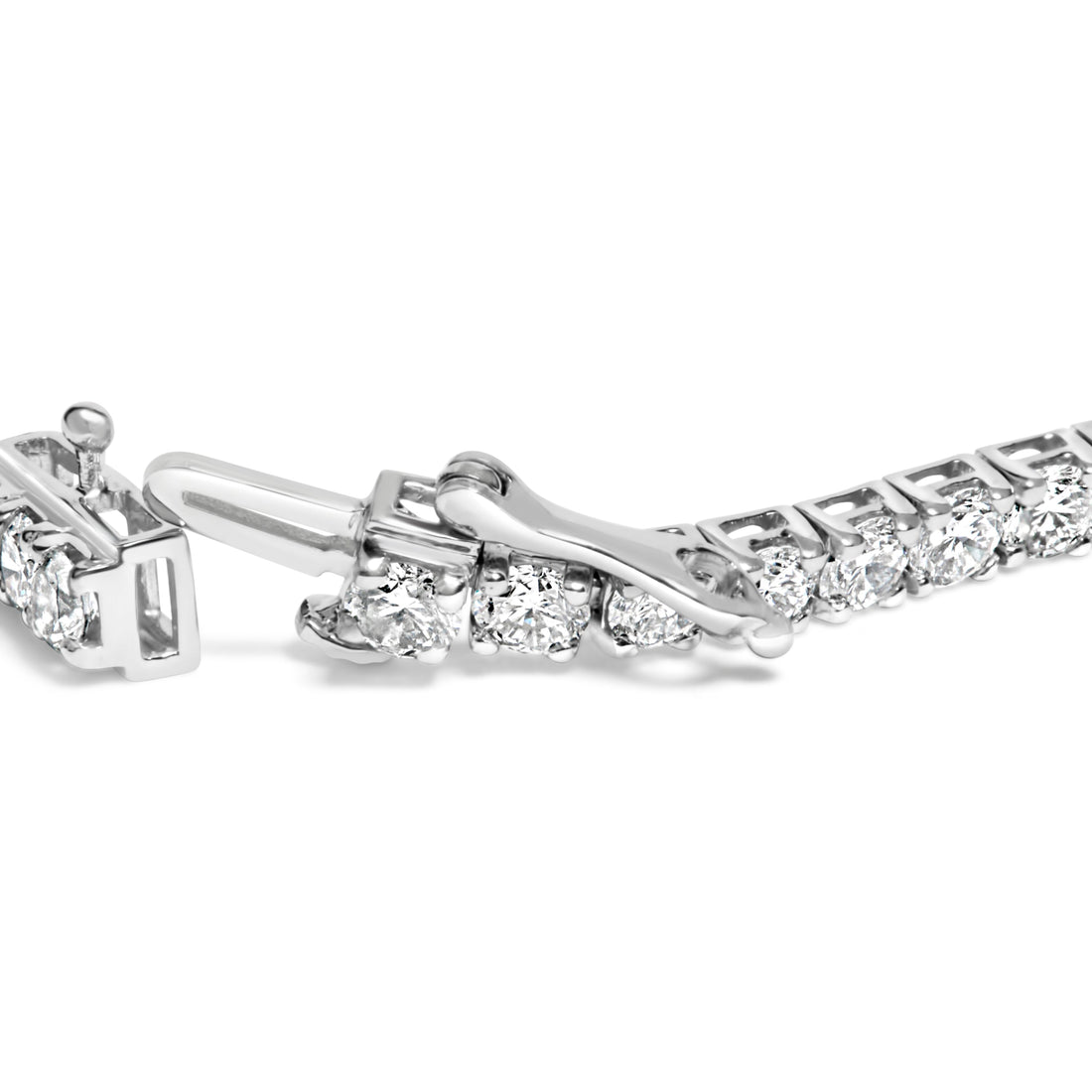 14K White Gold 7.0 cttw 4-Prong Set Lab Grown Diamond 7" Tennis Bracelet by Bids.com
