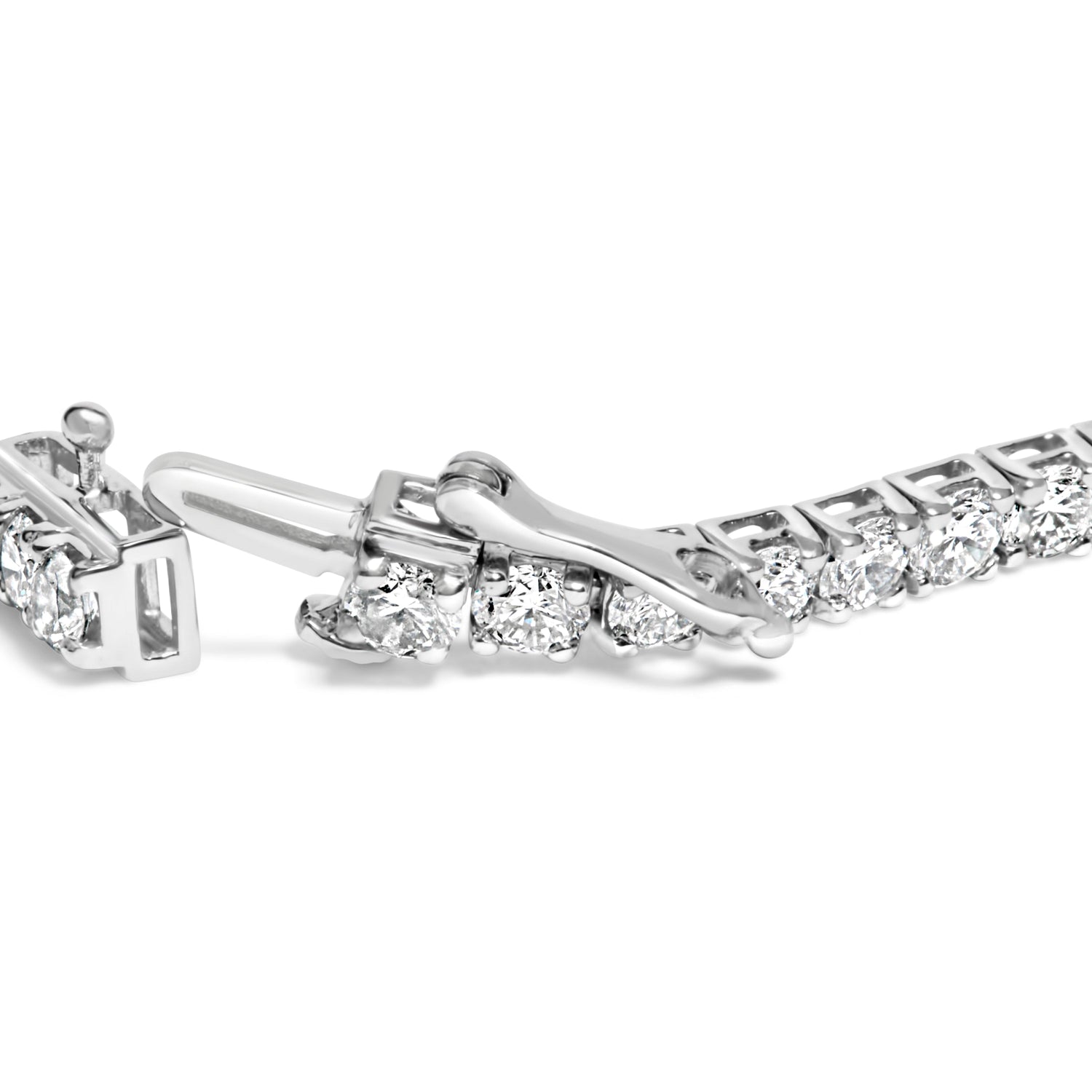 14K White Gold 7.0 cttw 4-Prong Set Lab Grown Diamond 7" Tennis Bracelet by Bids.com
