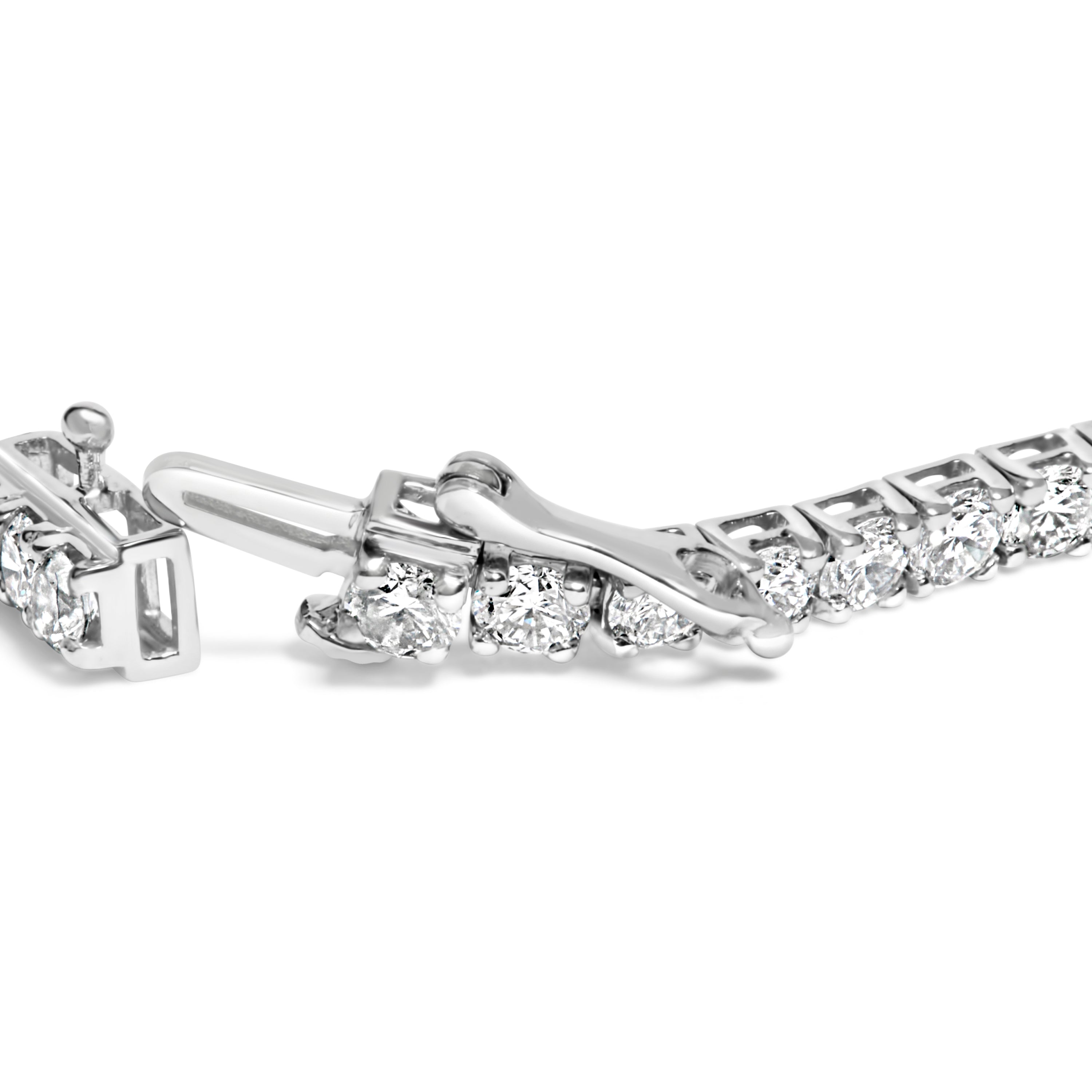 14K White Gold 7.0 cttw 4-Prong Set Lab Grown Diamond 7" Tennis Bracelet by Bids.com