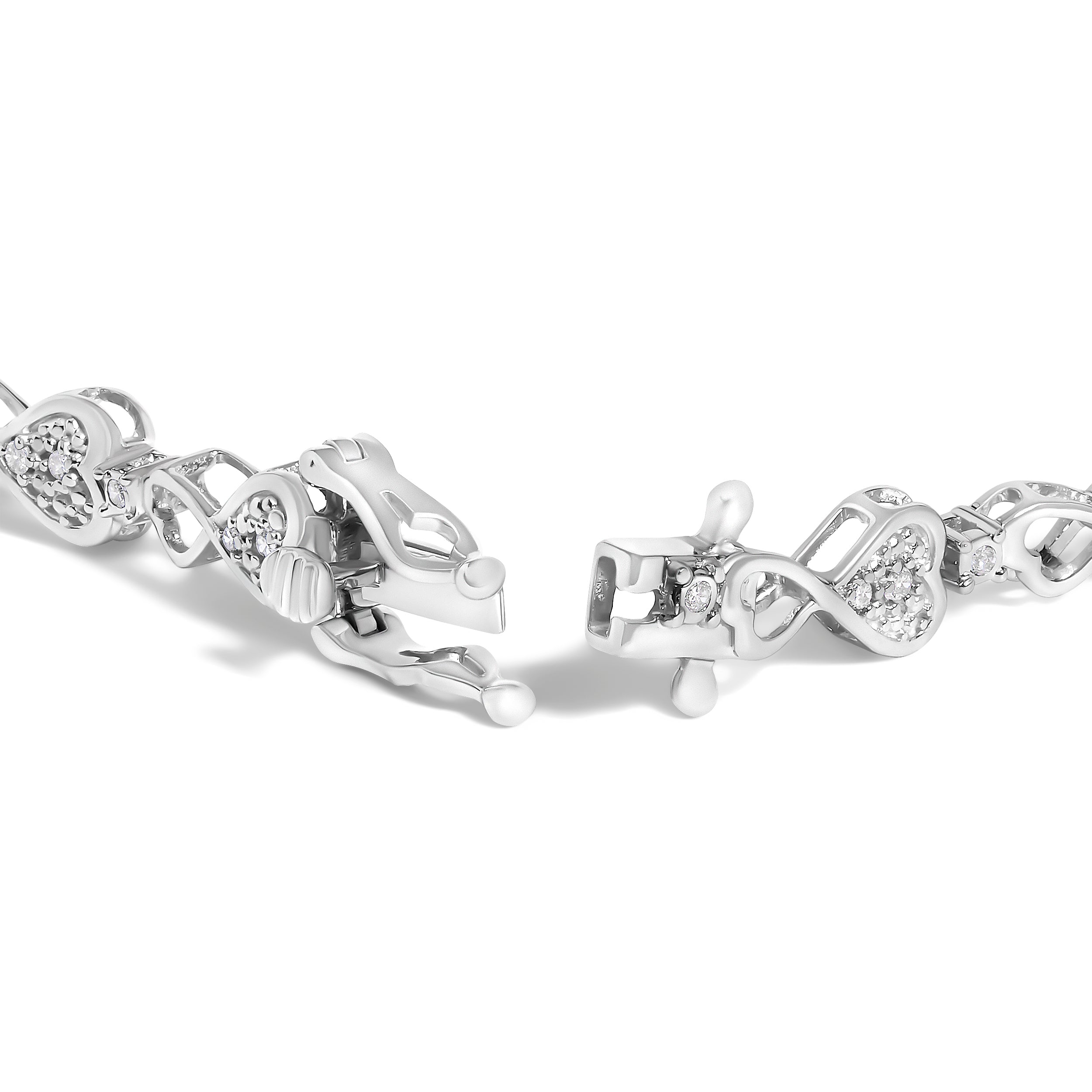 .925 Sterling Silver 1/4 Cttw Diamond Infinity Heart Link Bracelet  DestGlow