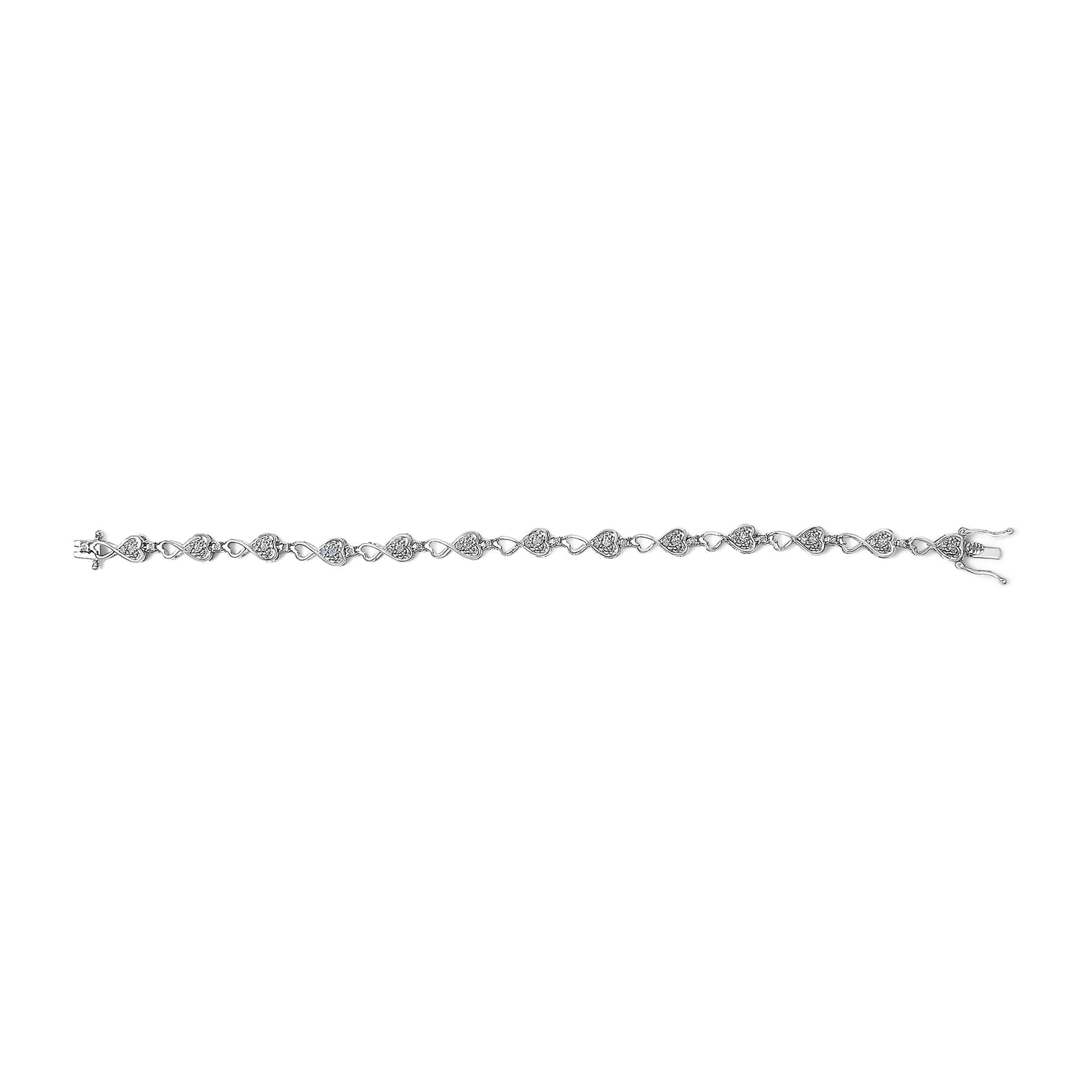 .925 Sterling Silver 1/4 Cttw Diamond Infinity Heart Link Bracelet  DestGlow