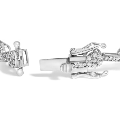 .925 Sterling Silver 2.0 Cttw Diamond Custer Link Bracelet  DestGlow