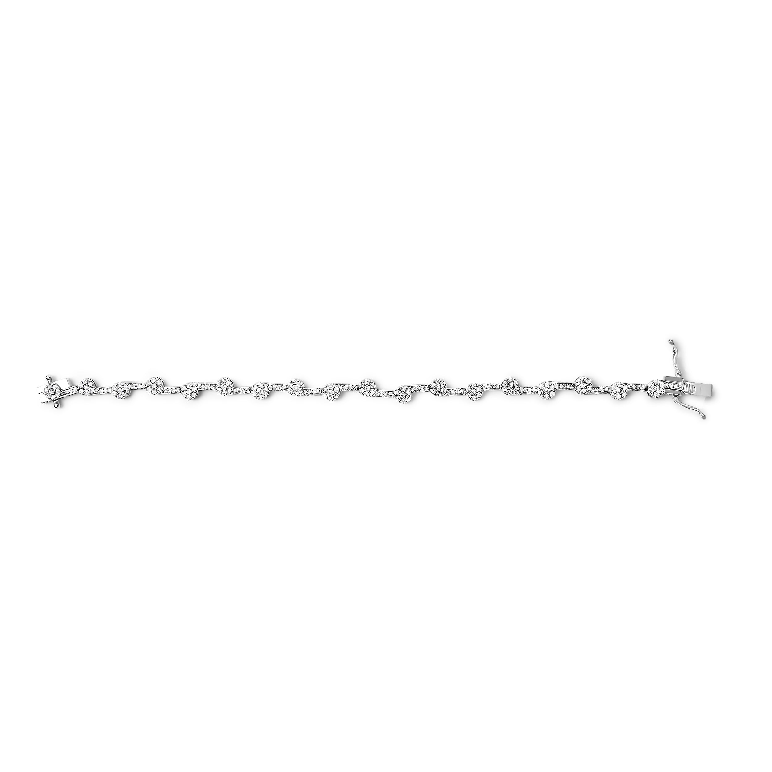 .925 Sterling Silver 2.0 Cttw Diamond Custer Link Bracelet  DestGlow