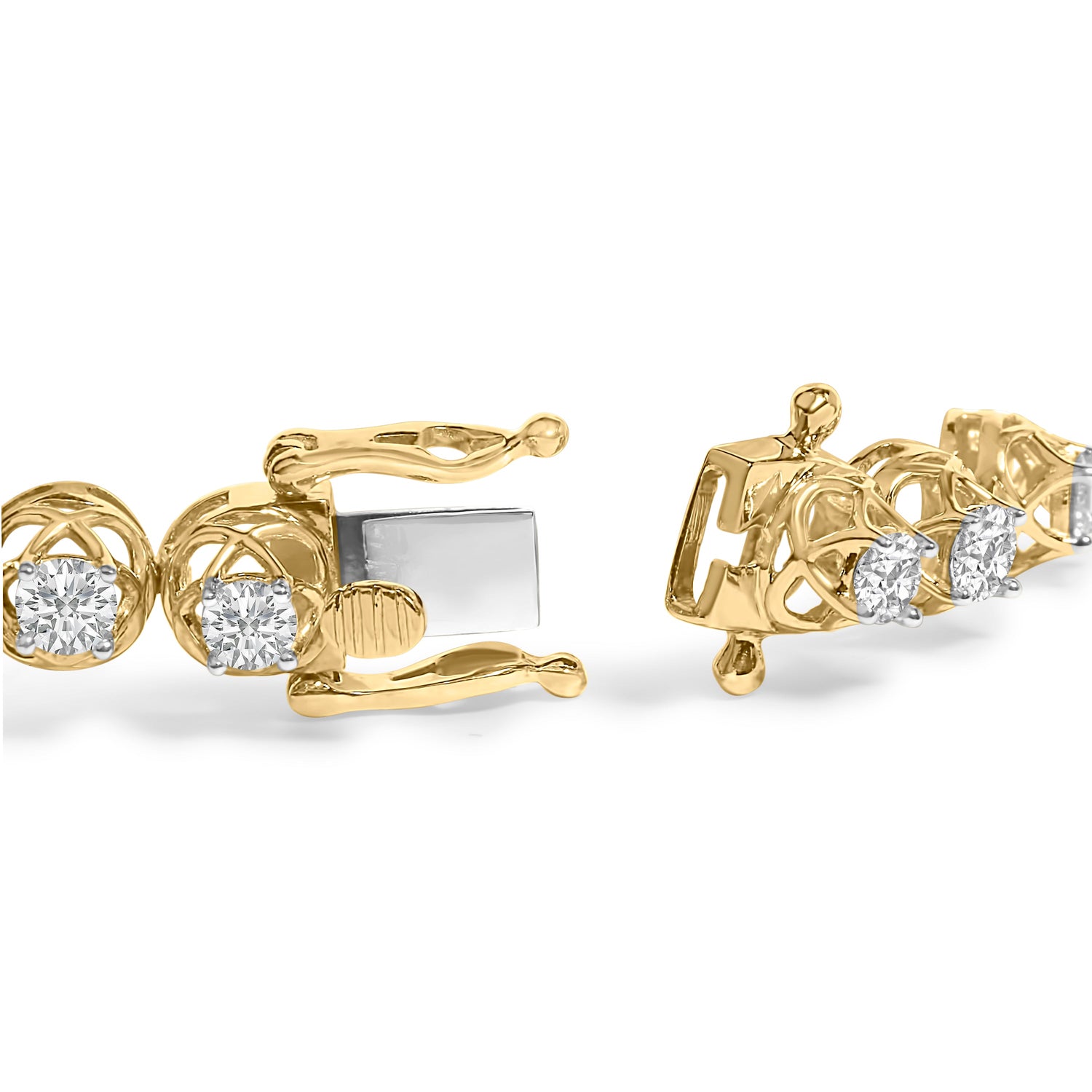 14K Yellow Gold Plated .925 Sterling Silver 3 9/10 Cttw Diamond Buttercup Style Tennis Bracelet by Bids.com