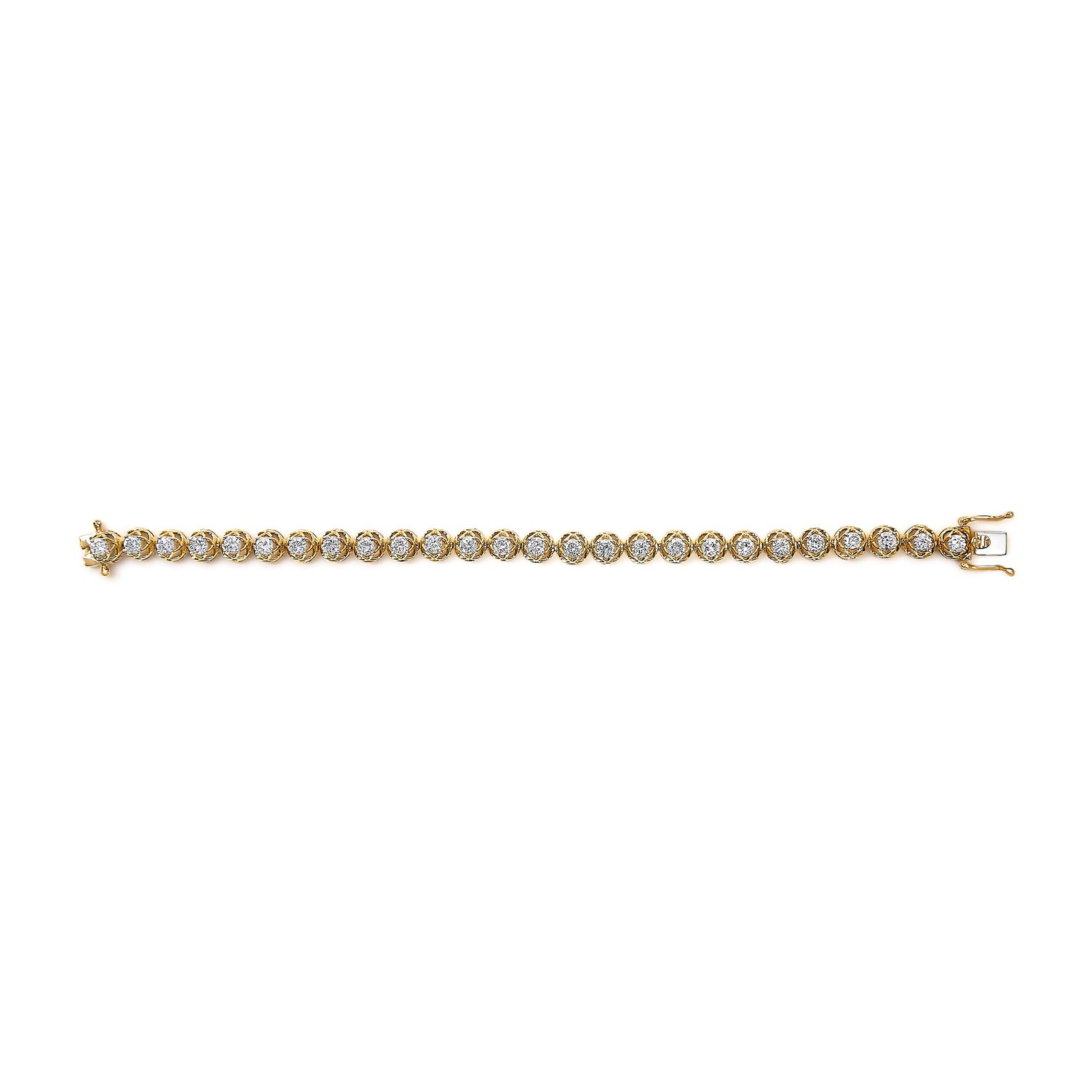 14K Yellow Gold Plated .925 Sterling Silver 3 9/10 Cttw Diamond Buttercup Style Tennis Bracelet by Bids.com