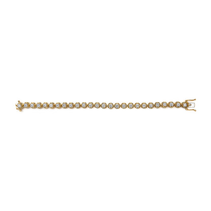 14K Yellow Gold Plated .925 Sterling Silver 3 9/10 Cttw Diamond Buttercup Style Tennis Bracelet by Bids.com