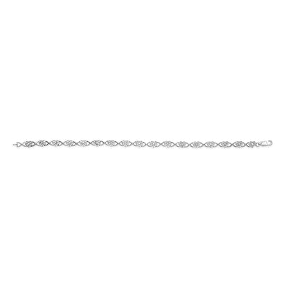.925 Sterling Silver Diamond Accent Heart Link Bracelet (I-J Color, I3 Clarity) - 7.25" by Bids.com