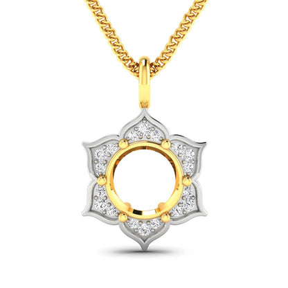 0.14 Carat Genuine White Diamond 14K Yellow Gold Semi Mount Pendant - holds 8.00mm Round Gemstone by Bids.com
