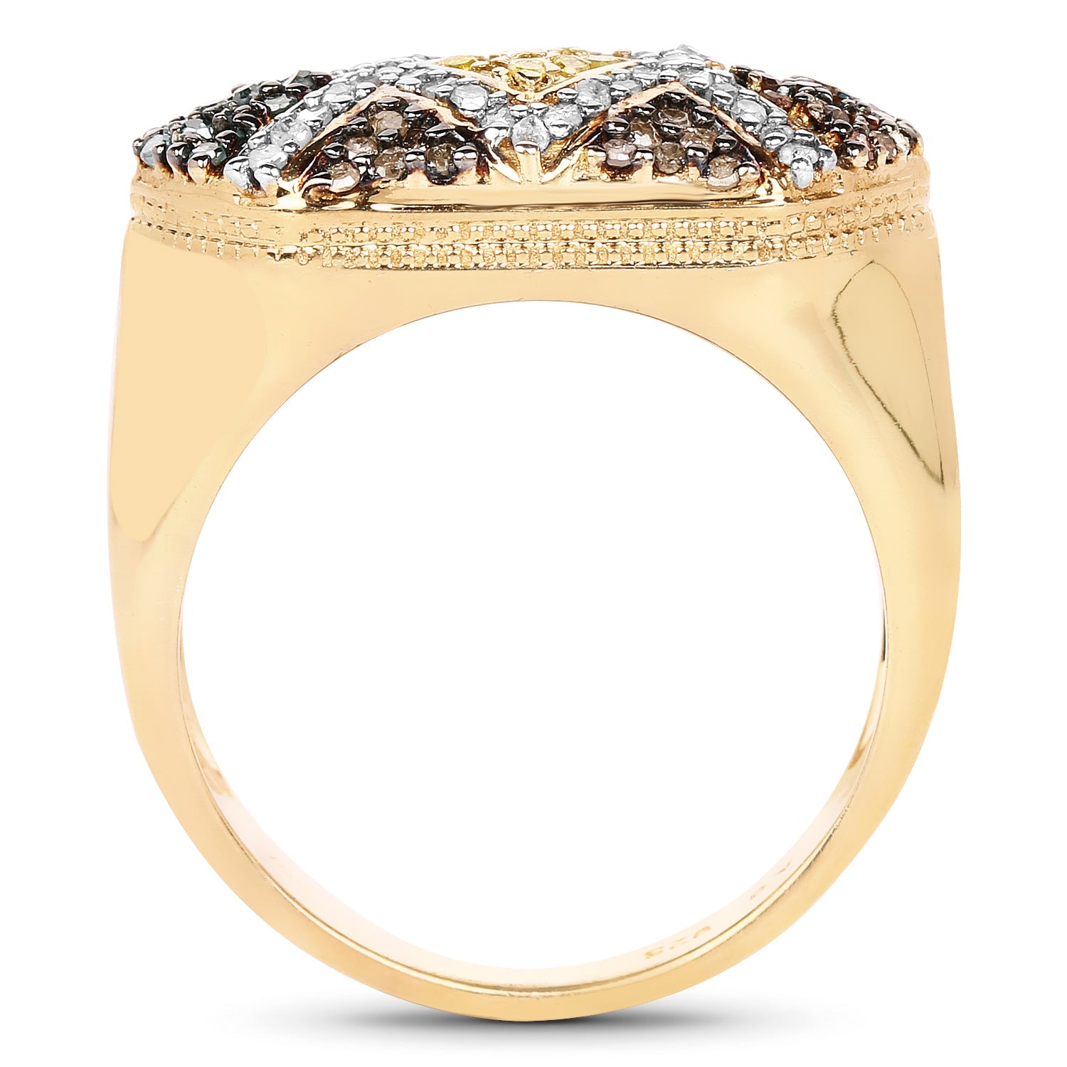 14K Yellow Gold Plated 0.61 Carat Genuine Multi Diamond .925 Sterling Silver Ring by Bids.com