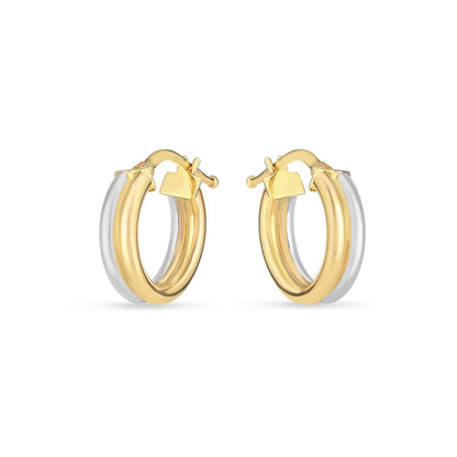 14k Two Tone Gold Double Round Hoops  DestGlow