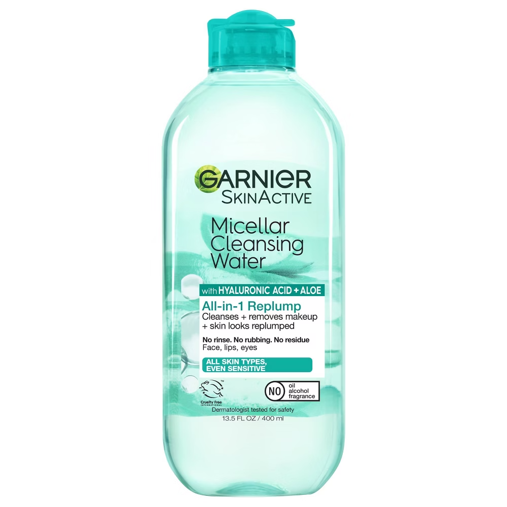 Garnier SkinActive Replumping Micellar Cleansing Water with Hyaluronic Acid + Aloe (13.5 oz) by Farmacias Savia