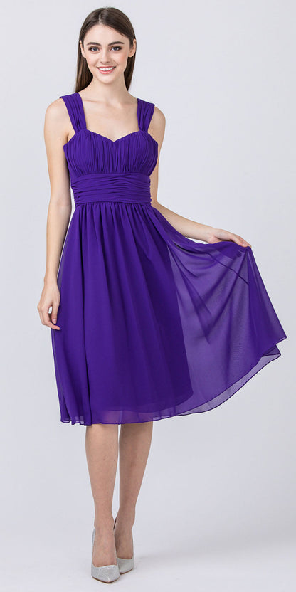 CLEARANCE - Lilac Short Wedding-Guest Dress Ruched-Bodice (Size Medium) by DiscountDressShop