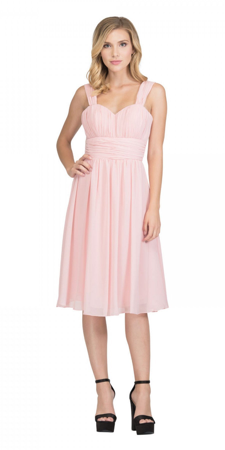 CLEARANCE - Lilac Short Wedding-Guest Dress Ruched-Bodice (Size Medium) by DiscountDressShop