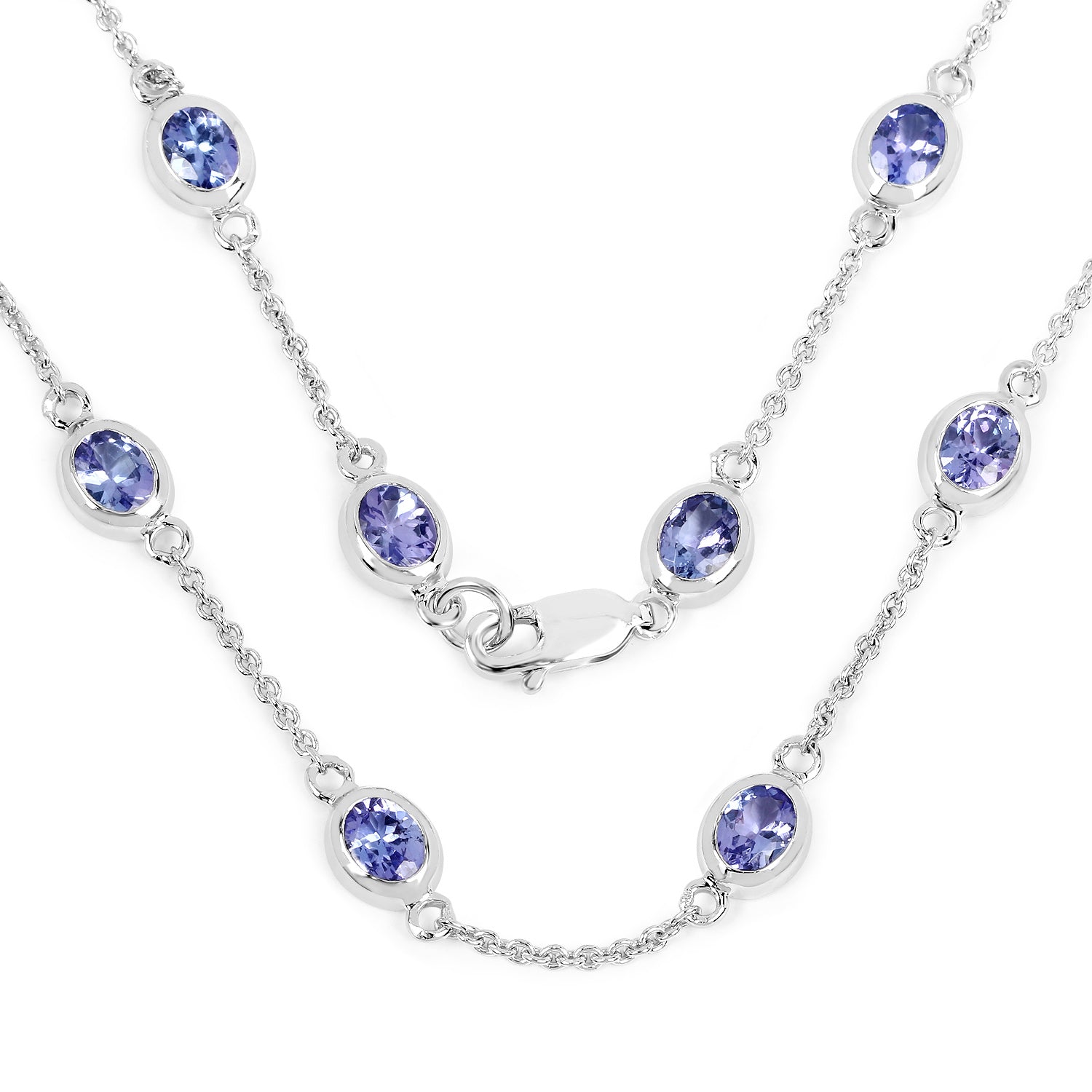 5.94 Carat Genuine Tanzanite .925 Sterling Silver Necklace  DestGlow