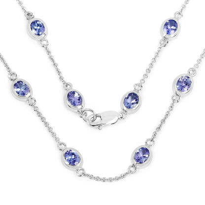 5.94 Carat Genuine Tanzanite .925 Sterling Silver Necklace  DestGlow
