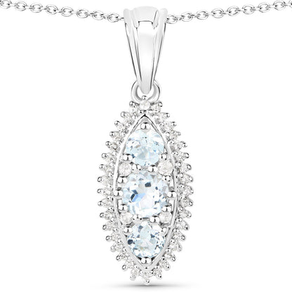 4.50 Carat Genuine Blue Topaz and White Topaz .925 Sterling Silver 3 Piece Jewelry Set (Ring, Earrings, and Pendant w/ Chain) by Bids.com