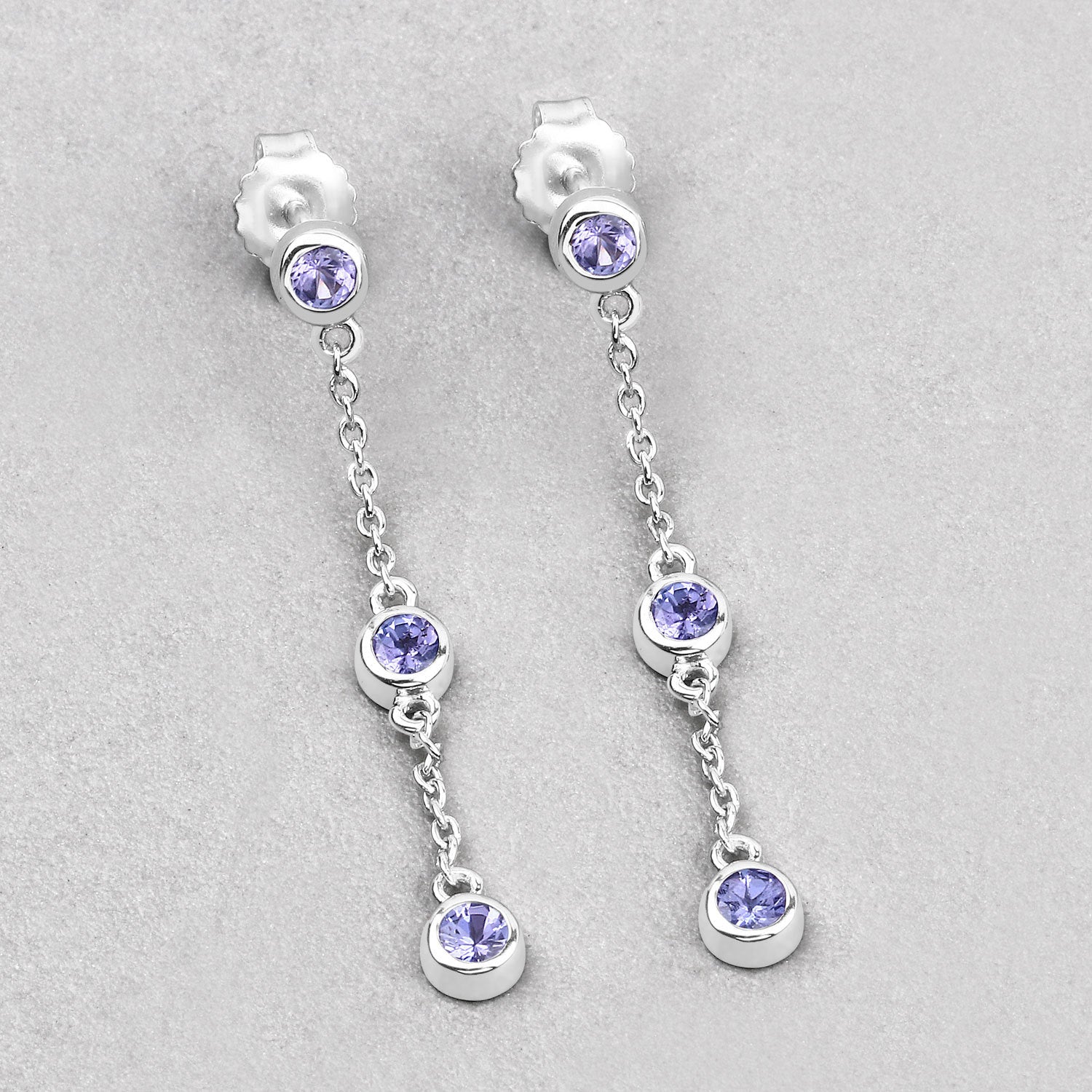 0.60 Carat Genuine Tanzanite .925 Sterling Silver Earrings by Bids.com