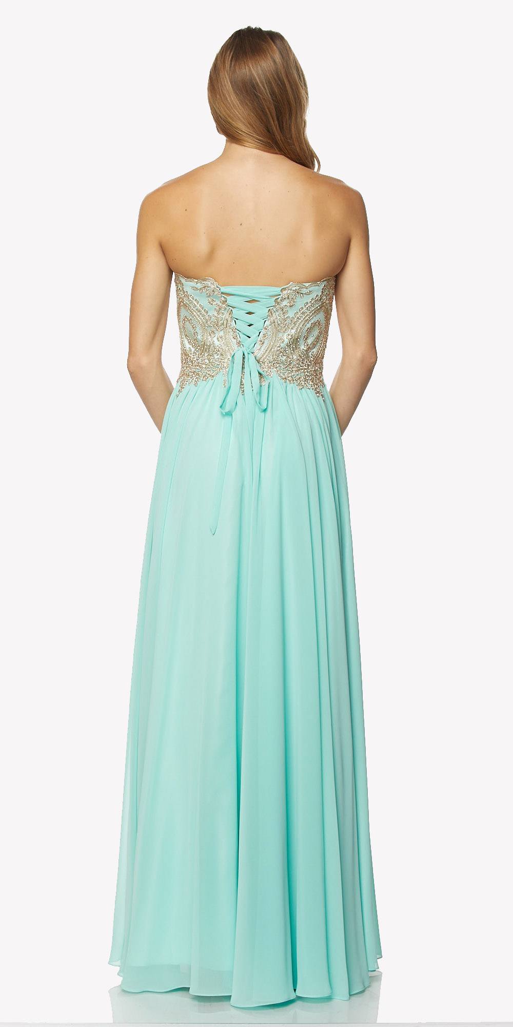 Juliet 608 Embroidered Bodice Long Formal Dress Lace Up Back by DiscountDressShop