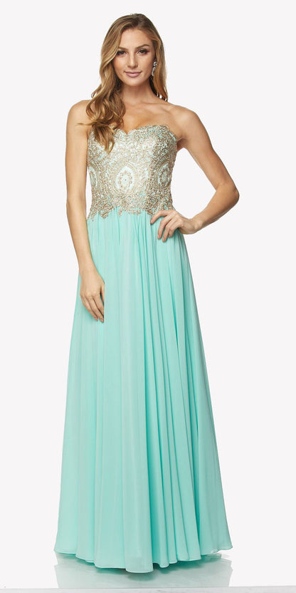 Juliet 608 Embroidered Bodice Long Formal Dress Lace Up Back by DiscountDressShop