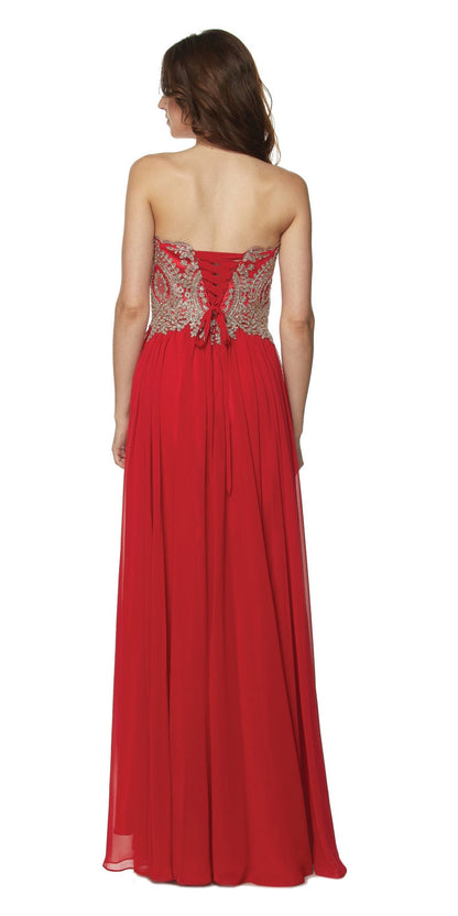 Juliet 608 Embroidered Bodice Long Formal Dress Lace Up Back by DiscountDressShop