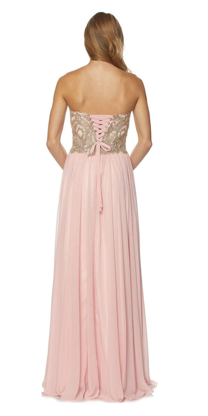 Juliet 608 Embroidered Bodice Long Formal Dress Lace Up Back by DiscountDressShop