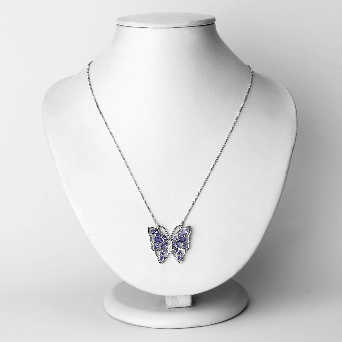 2.76 Carat Genuine Tanzanite and White Zircon .925 Sterling Silver Necklace by Bids.com