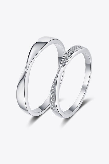 Minimalist 925 Sterling Silver Ring Set (Rhodium Over Sterling Silver) by Sparkala