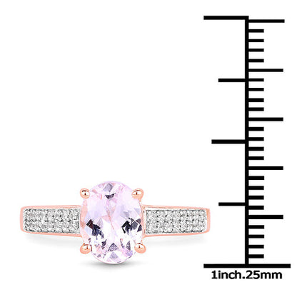 14K Rose Gold Plated 2.91 Carat Genuine Kunzite and White Zircon .925 Sterling Silver Ring by Bids.com