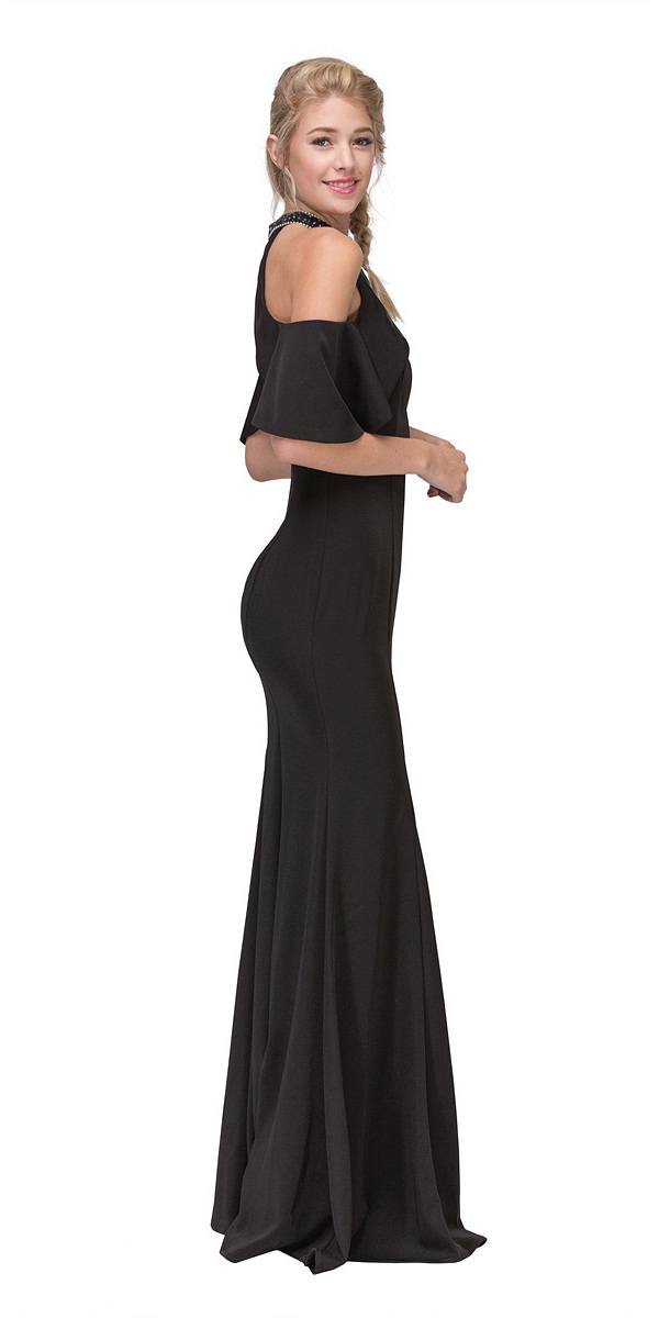 CLEARANCE - Eureka 6110 Cold Shoulder High Neckline Mermaid Gown (Size XS) by DiscountDressShop