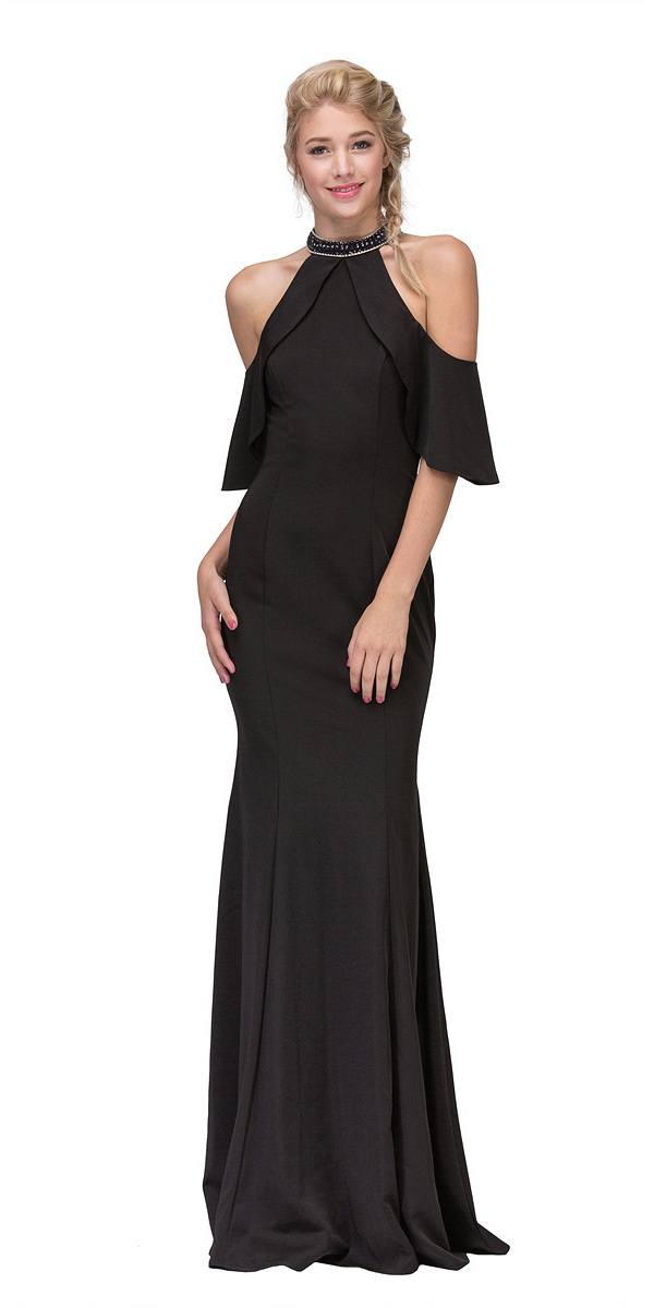 CLEARANCE - Eureka 6110 Cold Shoulder High Neckline Mermaid Gown (Size XS) by DiscountDressShop