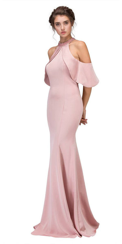 CLEARANCE - Eureka 6110 Cold Shoulder High Neckline Mermaid Gown (Size XS) by DiscountDressShop