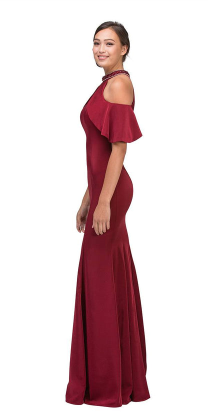 CLEARANCE - Eureka 6110 Cold Shoulder High Neckline Mermaid Gown (Size XS) by DiscountDressShop