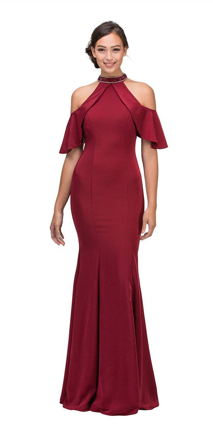 CLEARANCE - Eureka 6110 Cold Shoulder High Neckline Mermaid Gown (Size XS) by DiscountDressShop