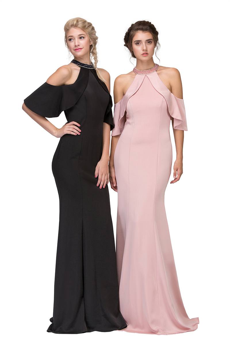 CLEARANCE - Eureka 6110 Cold Shoulder High Neckline Mermaid Gown (Size XS) by DiscountDressShop