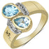 14K Yellow Gold Plated 1.86 Carat Genuine Blue Topaz, White Topaz & White Diamond .925 Sterling Silver Ring by Bids.com