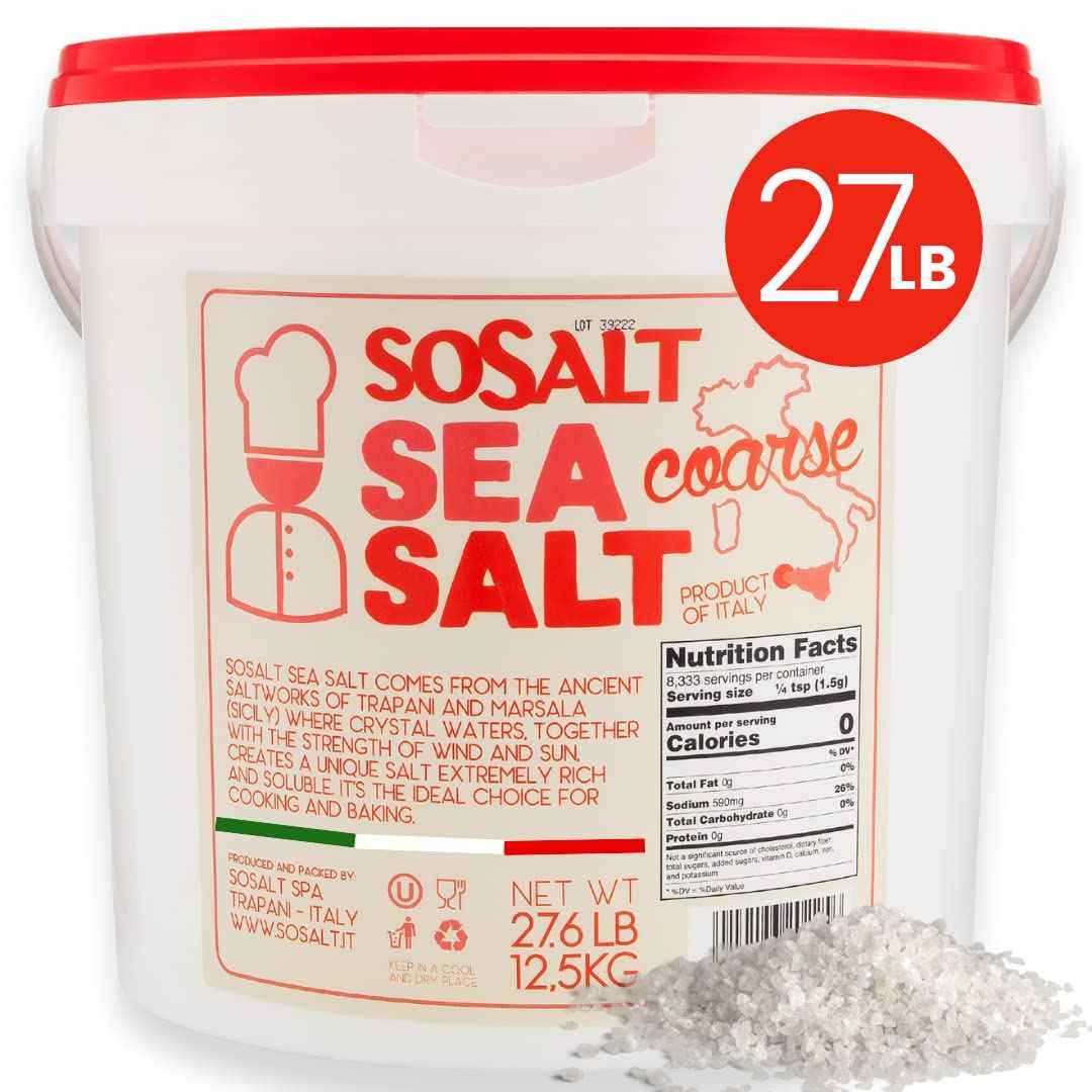 SoSalt, Coarse Natural Sea Salt, Sicilian, 27 lb (12.5kg)