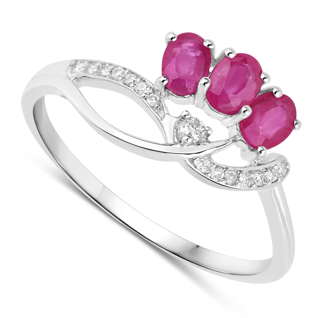 0.71 Carat Genuine Ruby and White Diamond 14K White Gold Ring by Bids.com