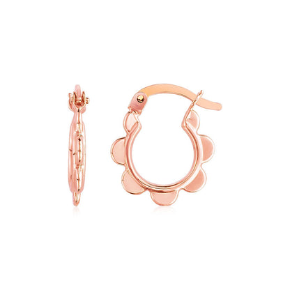 14k Rose Gold Scalloped Hoop Earrings by Bids.com