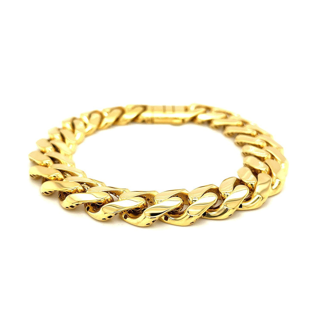 14k Yellow Gold 8 1/2 inch Wide Polished Curb Chain Bracelet by Bids.com