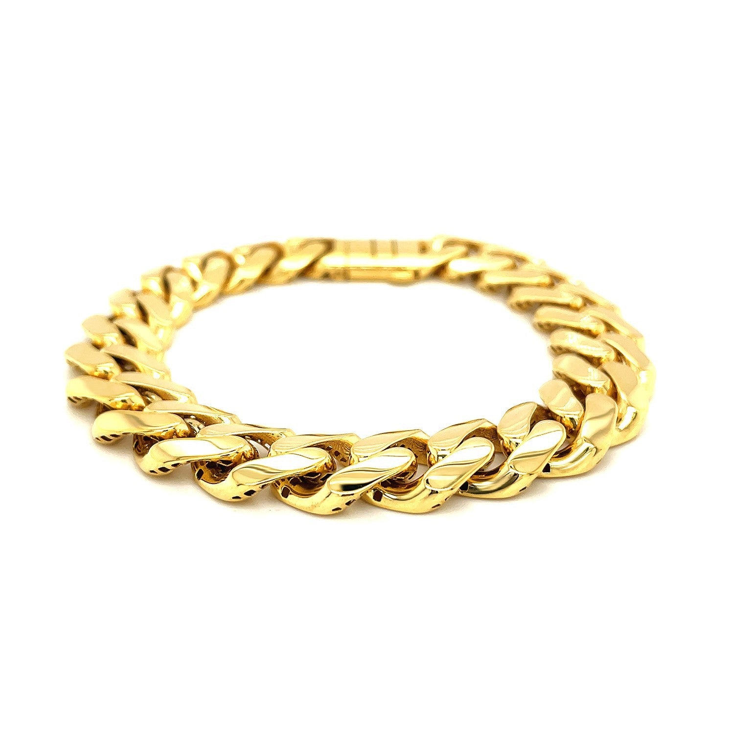 14k Yellow Gold 8 1/2 inch Wide Polished Curb Chain Bracelet by Bids.com