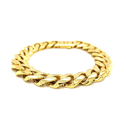 14k Yellow Gold 8 1/2 inch Wide Polished Curb Chain Bracelet by Bids.com