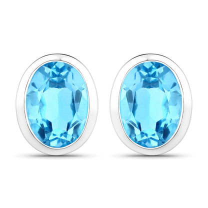 4.00 Carat Genuine Swiss Blue Topaz .925 Sterling Silver Earrings by Bids.com