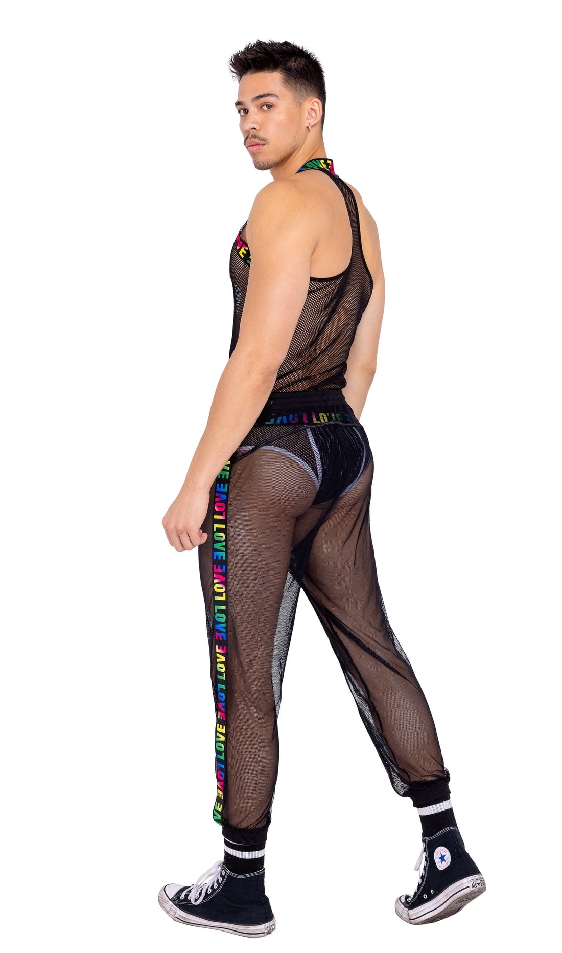 Mens Pride Fishnet Joggers - DestGlow