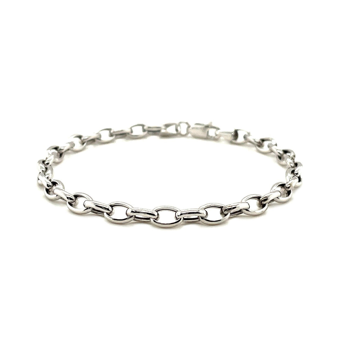4.6mm 14k White Gold Oval Rolo Bracelet  DestGlow