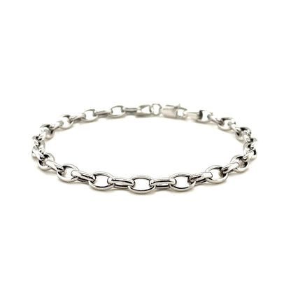 4.6mm 14k White Gold Oval Rolo Bracelet  DestGlow
