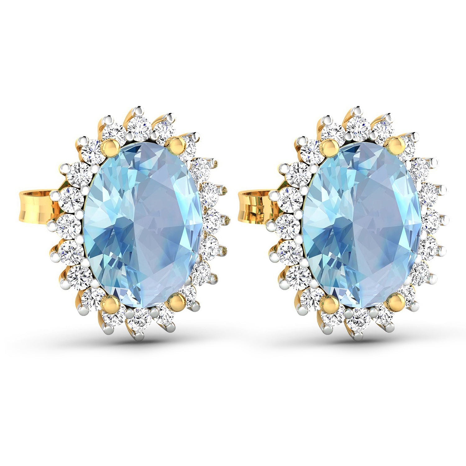 2.36 Carat Genuine Aquamarine and White Diamond 14K Yellow Gold Earrings by Bids.com